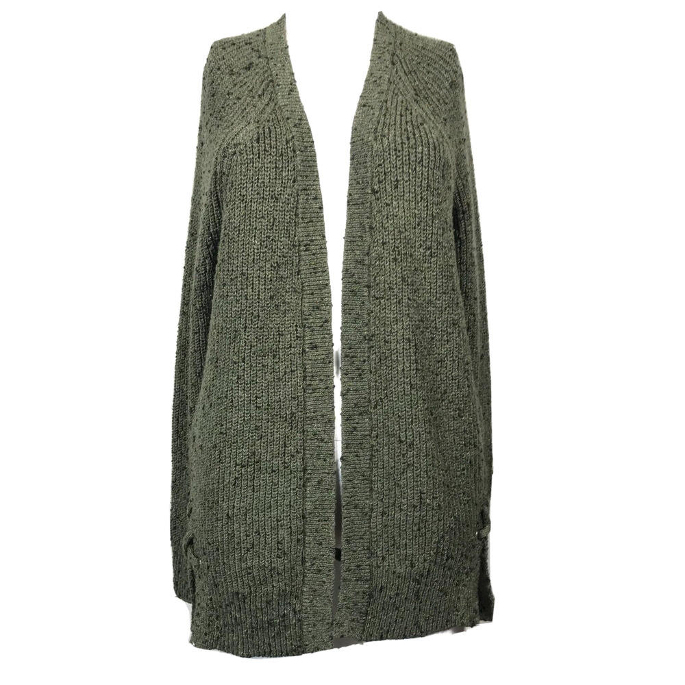 American Eagle‎ Cardigan Womens Sz M Green Cotton Knit Open Cozy Sweater